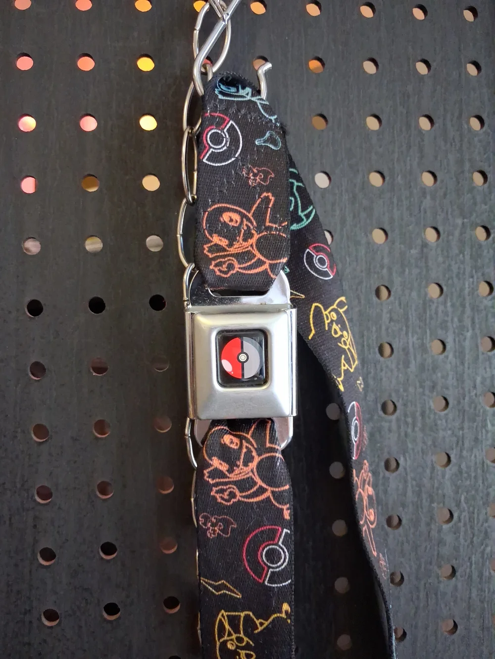 Buckle-Down Black Pokémon Belt with Multicolor  Accents. Seatbelt Buckle